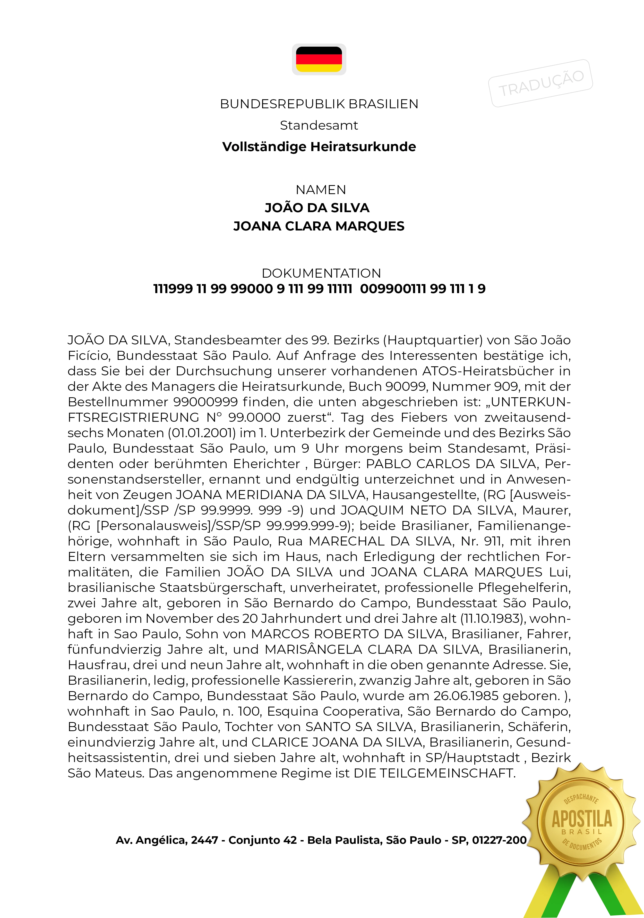 Exemplo de Tradução Juramentada Alemão